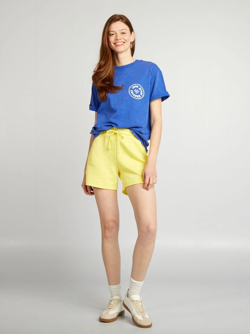 T shirt ample imprimé   Bleu