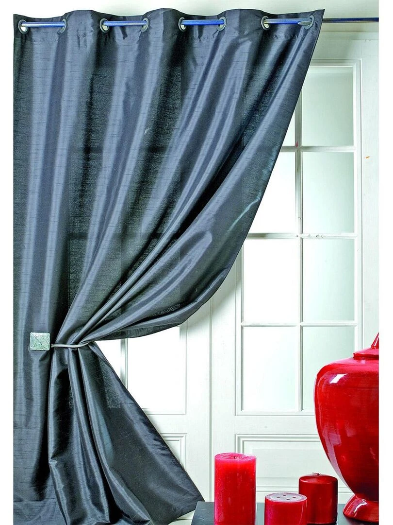 Rideau en taffetas shantung Effet soie Noir