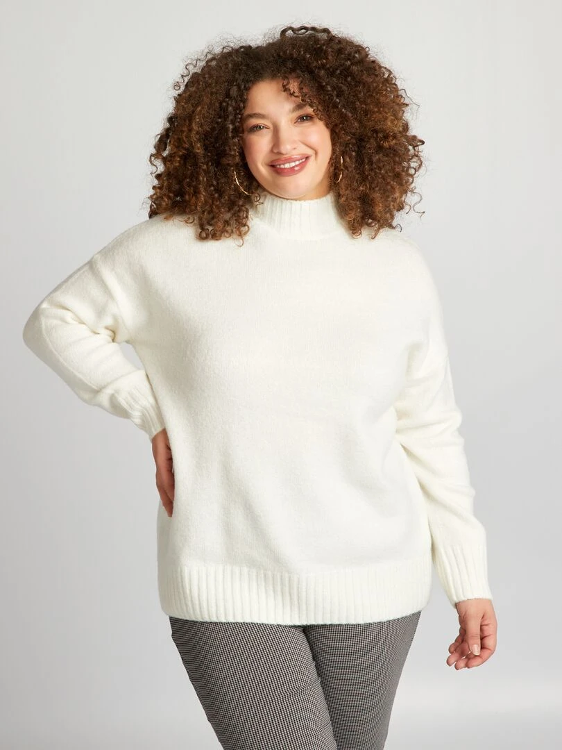 Pull col montant Beige
