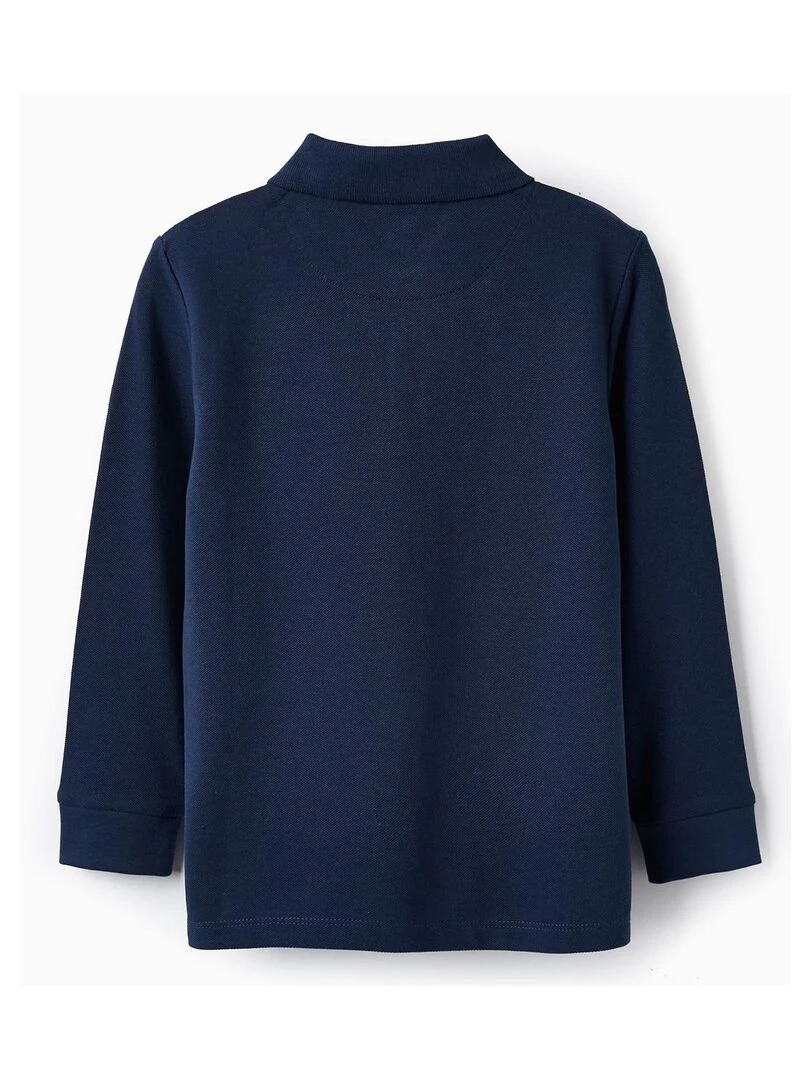 Polo à Manches Longues en Piqué pour Garçon manches longues FLYING BIRDS Bleu foncé