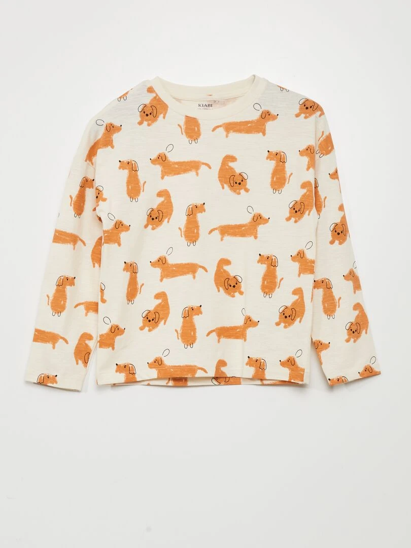 T shirt imprimé 'chiens' Beige