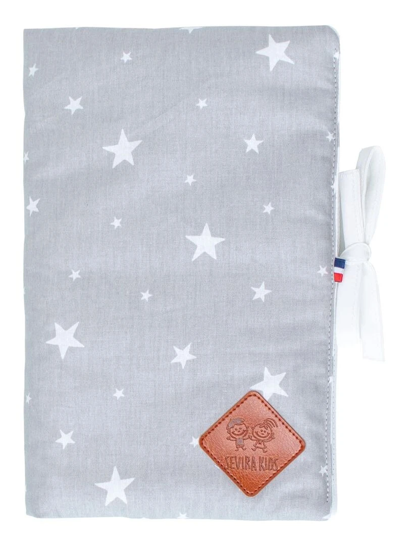 Protège carnet de santé bébé en coton Stella Gris