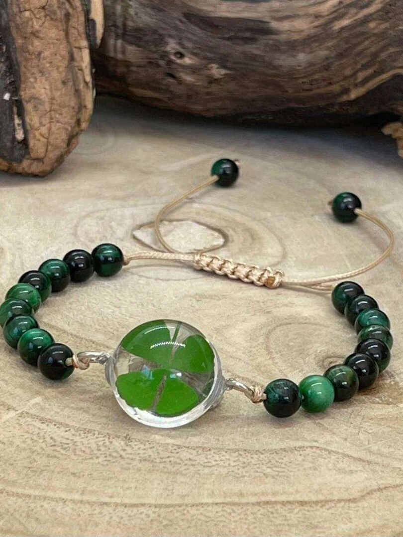 Bracelet chance en oeil de tigre Vert