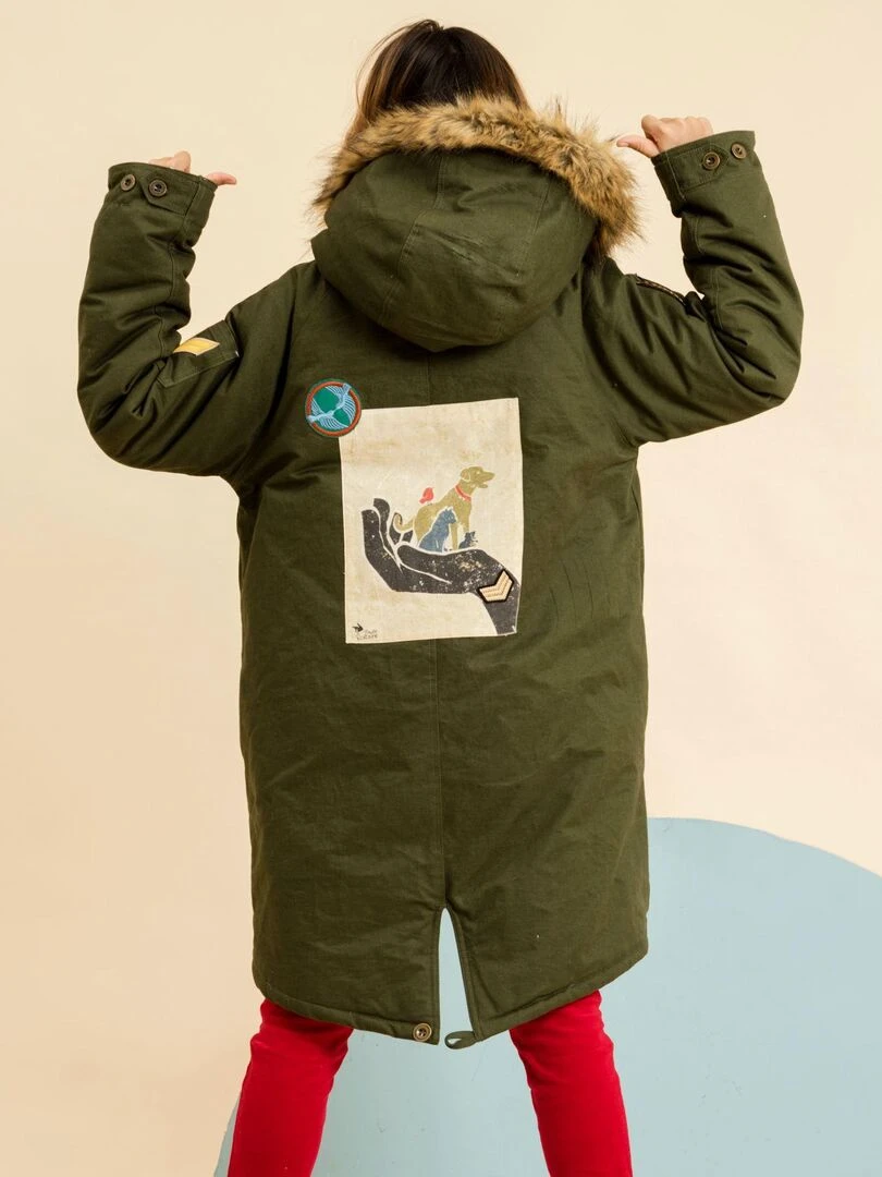 Parka Longue à Capuche Ado Fille 12 20 ans ROCK & PEACE 'LA FAUTE A VOLTAIRE' Kaki