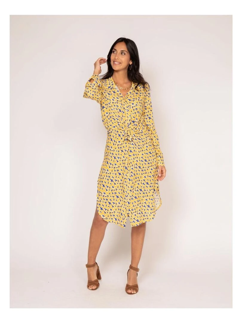 Robe chemise longue motifs IGIRL Jaune