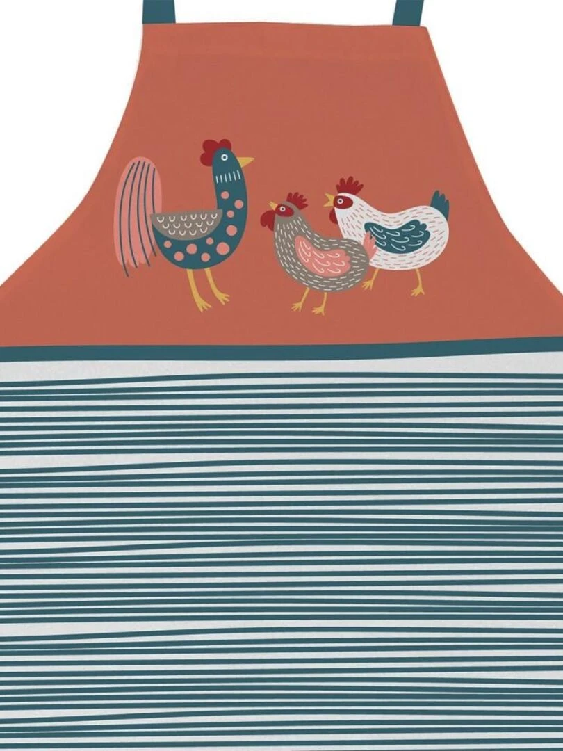 Tablier avec sangle ajustable 80x85 cm Poule ou Coq coton Orange