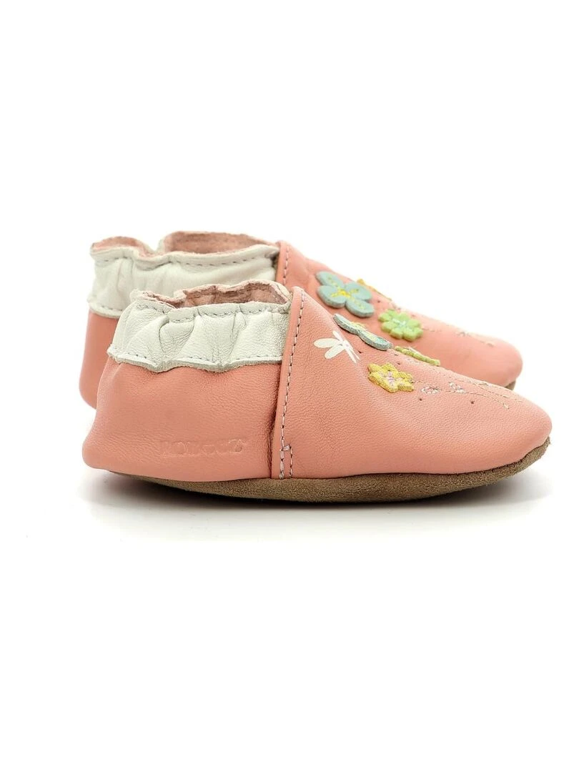 Chaussons Cuir Spring Time   Rose