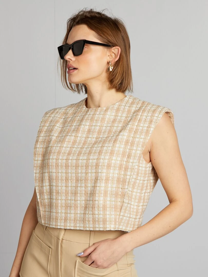 Blouse en tweed Beige