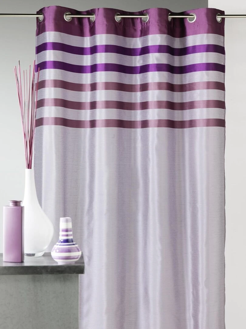 Rideau en shantung coloré avec parement ton sur ton Violet prune