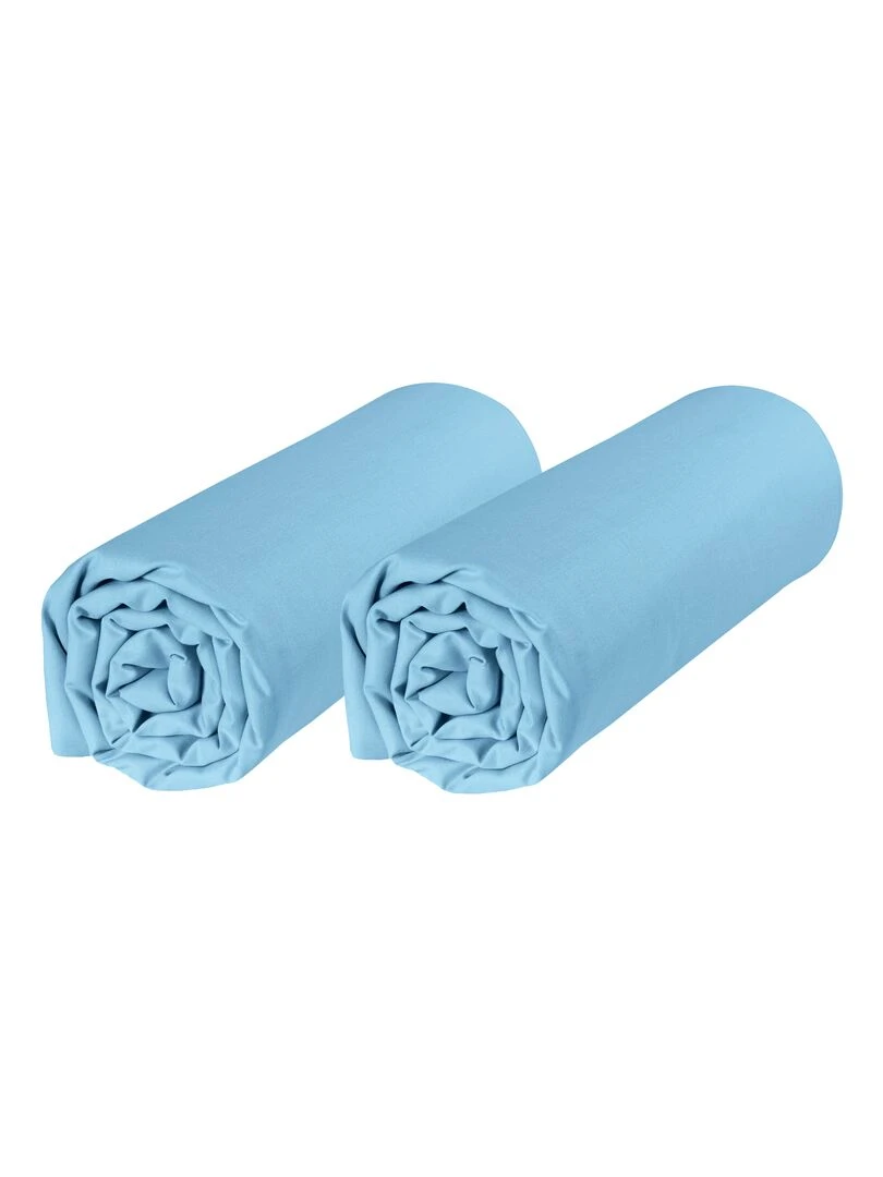 Lot x2 Draps housse berceau Coton Bio 'P'tit Basile' Bleu ciel