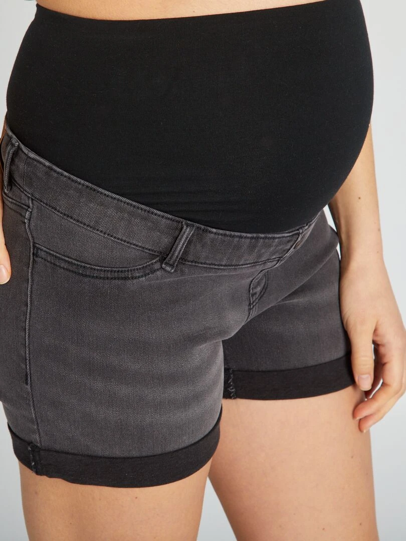 Short de maternité en jean   Gris anthracite