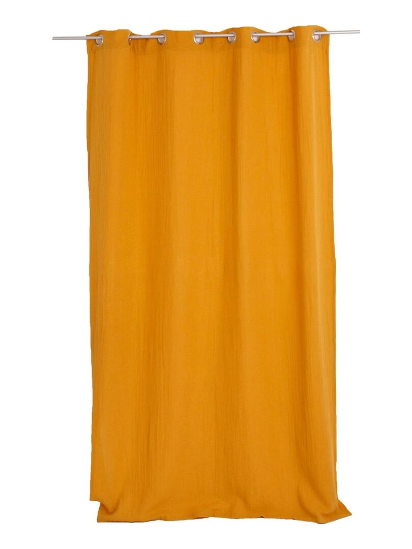 Rideau tamisant en gaze de coton Jaune moutarde