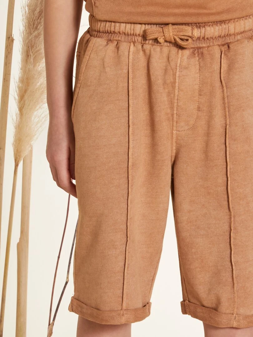 Bermuda en molleton à taille élastiquée   Terracotta