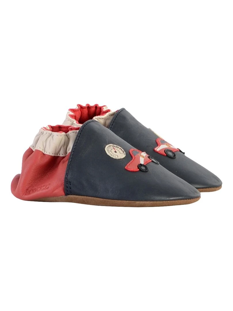 Coffret Chausson Cuir Bebe Robeez Chrono Driving   Bleu