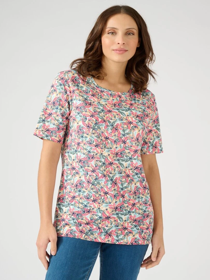 Tee shirt imprimé manches courtes. Damart Vert