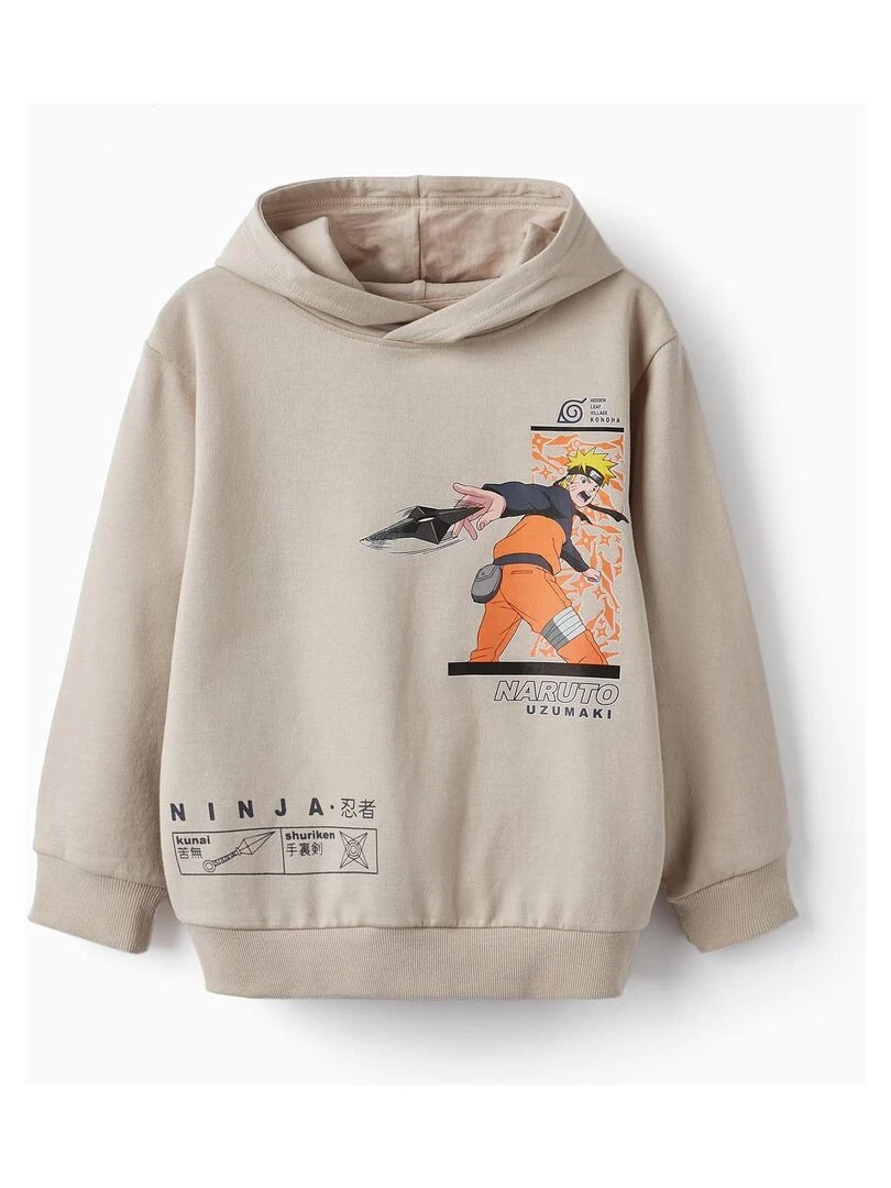 Sweat à capuche en coton pour garçon 'Naruto' LICENSE Gris clair