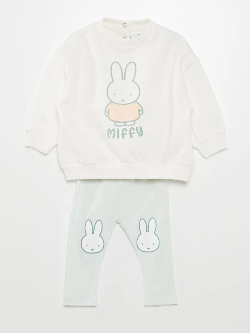 Ensemble sweat 'lapin' + legging 2 pièces Blanc/vert