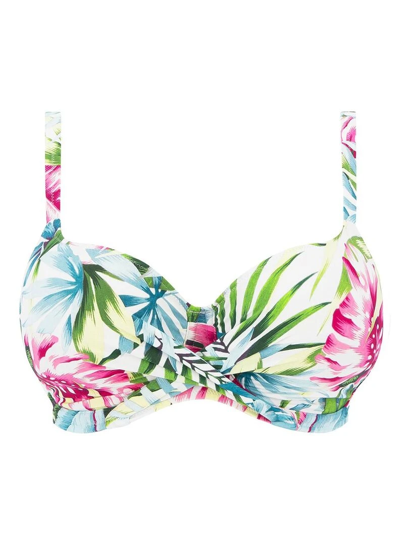 Haut de maillot imprimé tropical à armatures Langkawi   Blanc