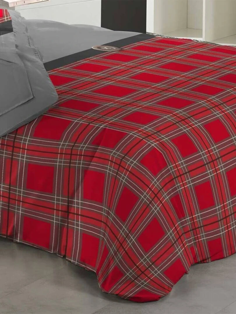 Parure 4 pièces Cerafine 2 personnes 100% coton flanelle DH140   Rouge