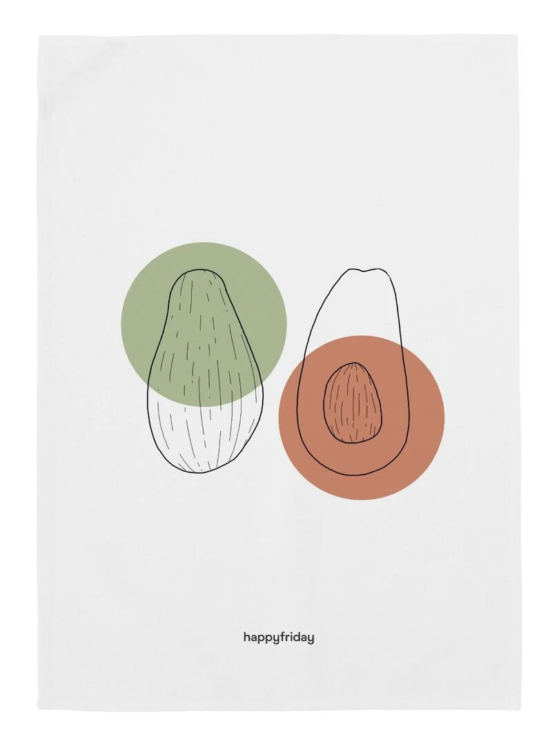 Torchon (2 pièces) Avocado "Happyfriday" Blanc