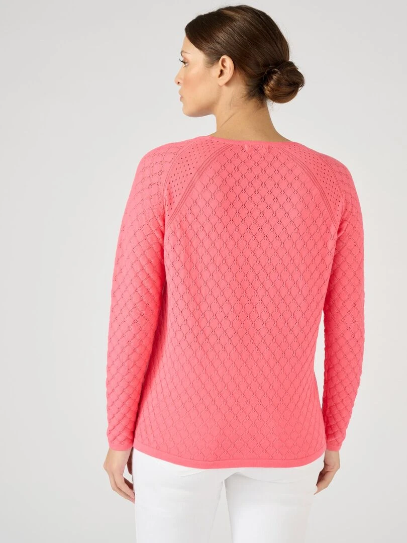 Pull ajouré à base de coton biologique   Damart   Rose