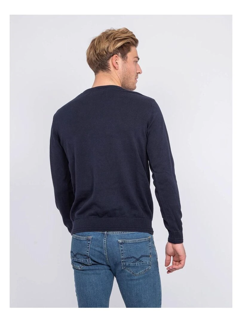 Pull fin col rond coton ACTION Bleu marine