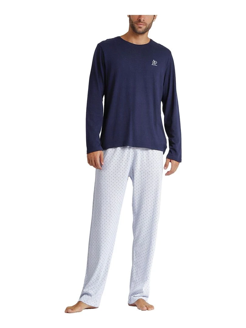 Pyjama pantalon top manches longues Stripes And Dots Bleu