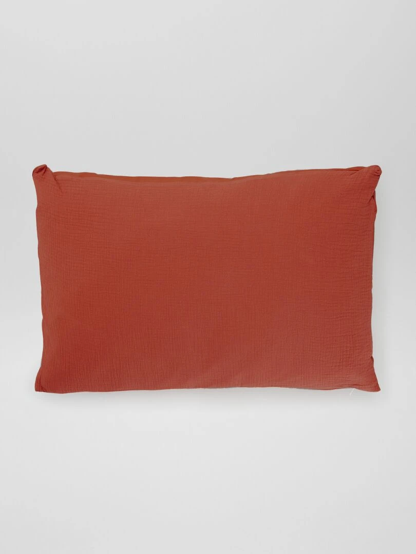 Coussin double gaze de coton   Ocre
