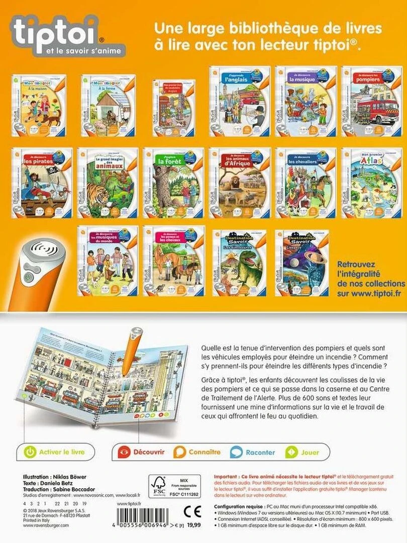 Livre électronique tiptoi : Je découvre les pompiers N/A