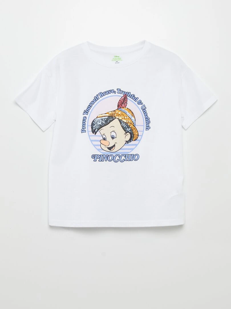 T shirt 'Disney' avec sequins Blanc