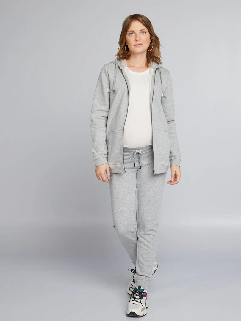 Sweat zippé grossesse en molleton Gris