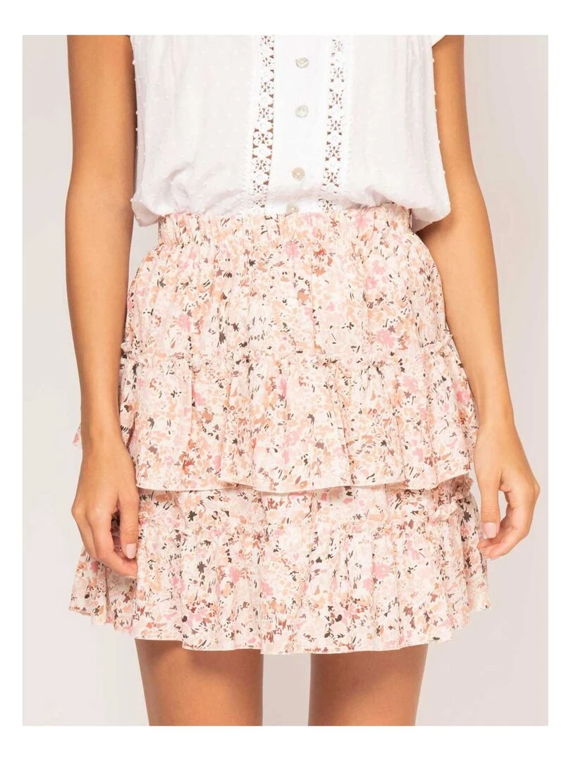 Jupe courte motifs XARRY Rose