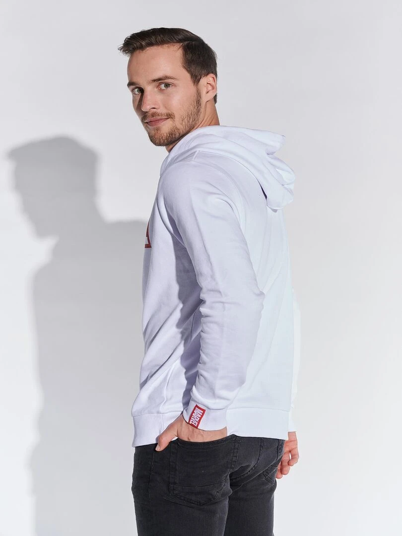 Sweat à capuche adulte Logo Marvel Polycoton Blanc M Blanc