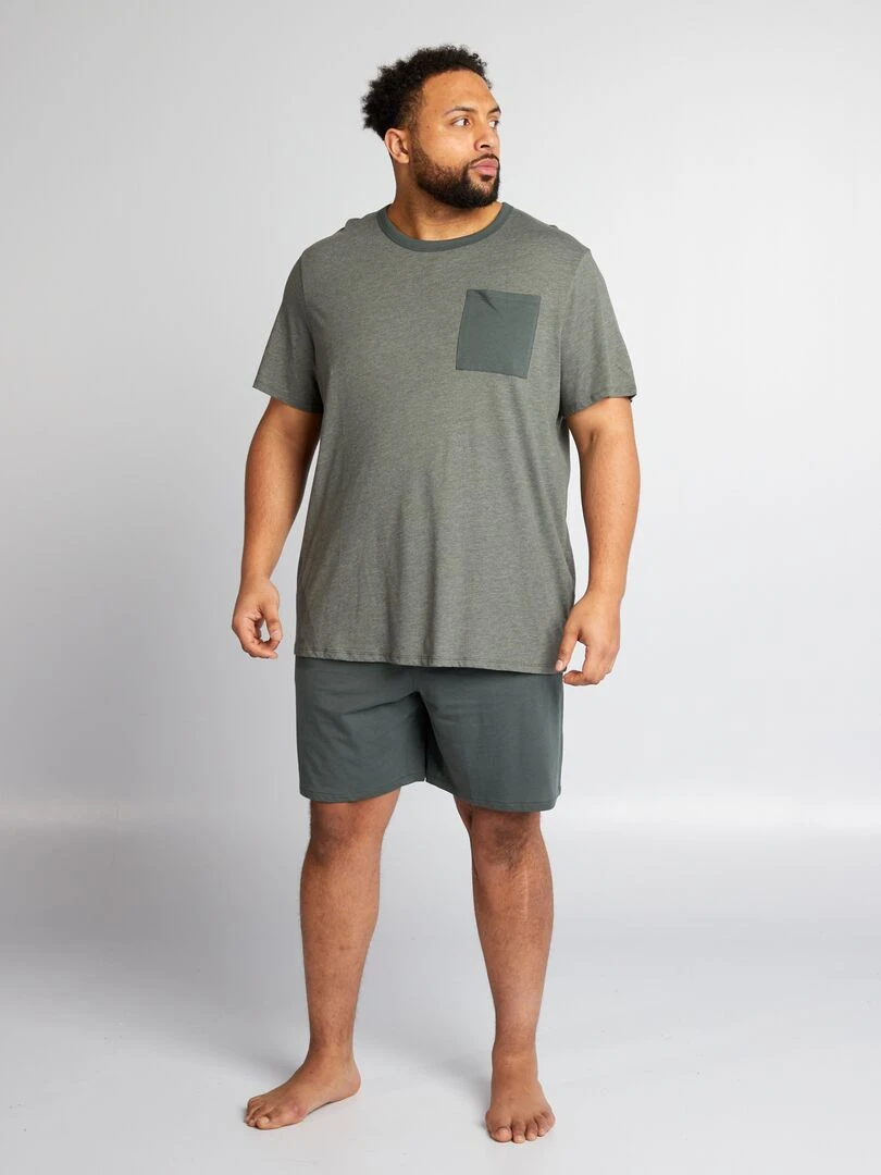 Ensemble pyjama court t shirt + short 2 pièces Kaki