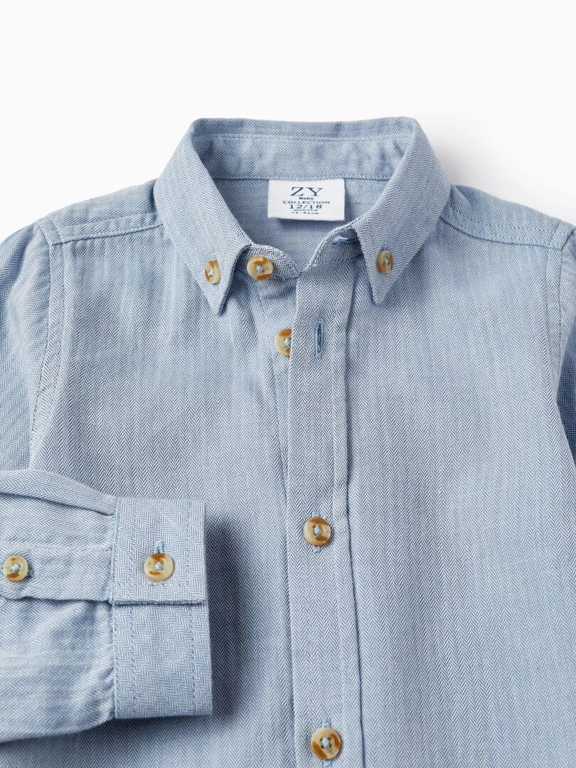 Chemise en coton pour bébé garçon manches longues SPRING BEGINS   Bleu