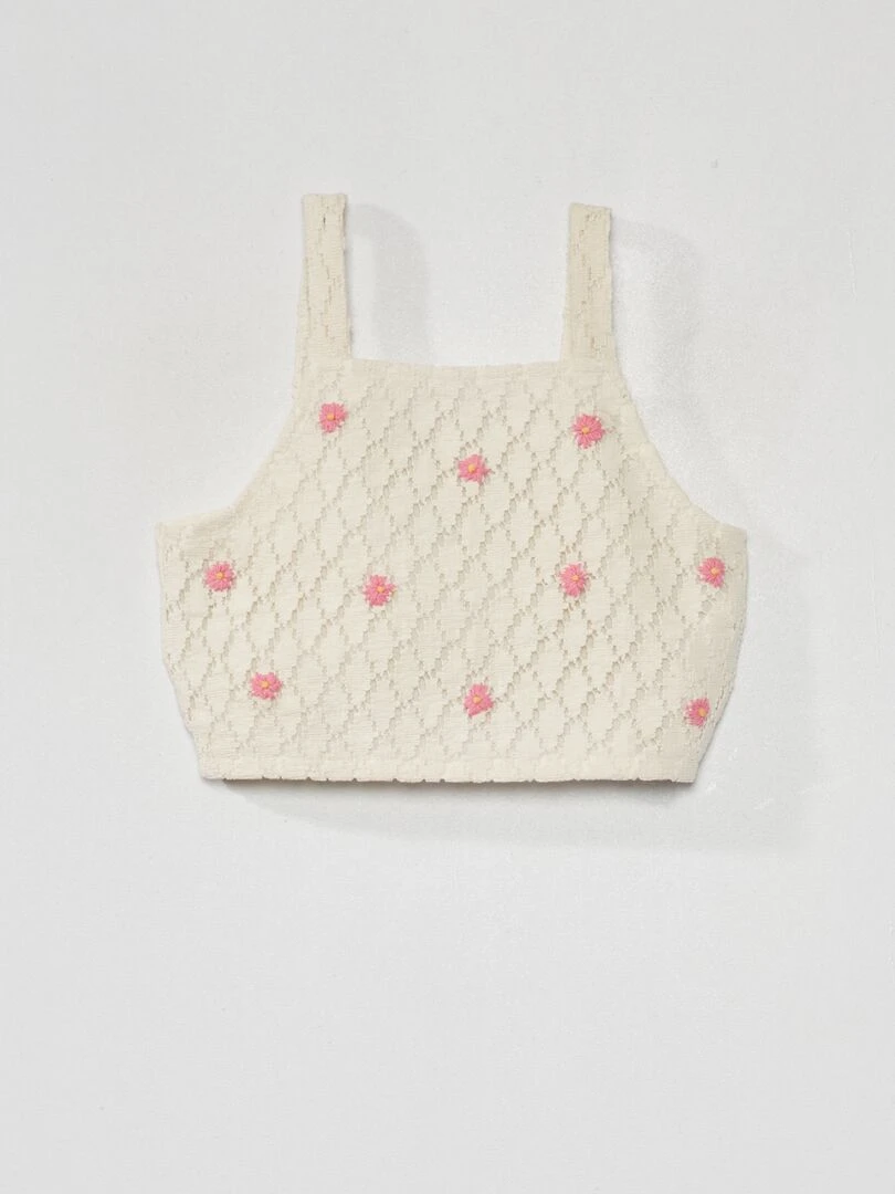 Top en crochet Blanc