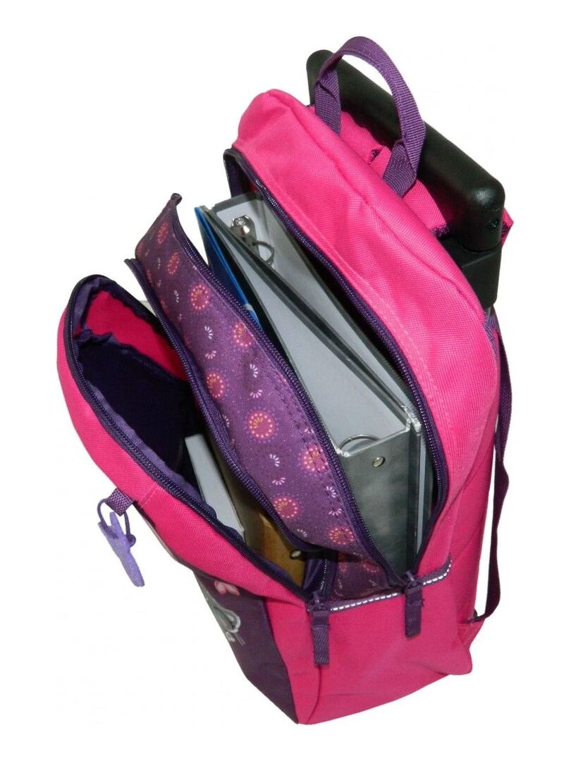 BAGTROTTER Sac à dos à roulettes Lililou Chat Prune   Violet