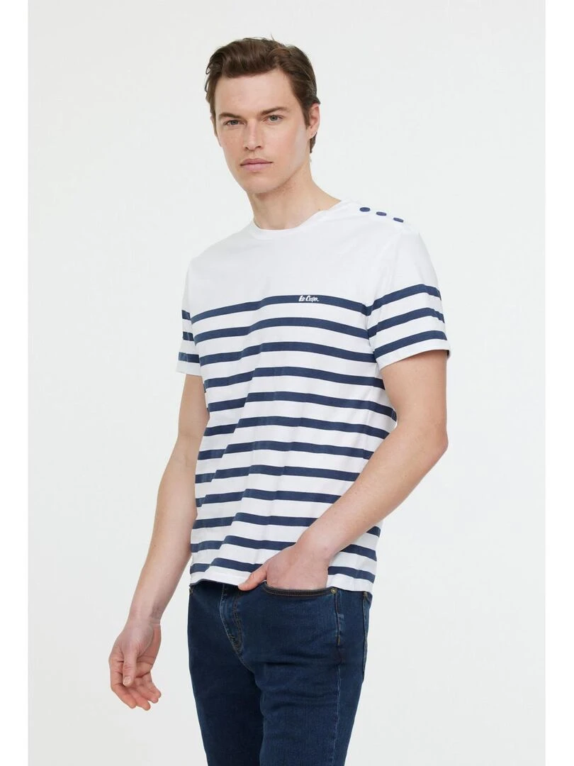 Lee Cooper   T Shirt manches courtes coton regular ANCRE MC   Bleu marine