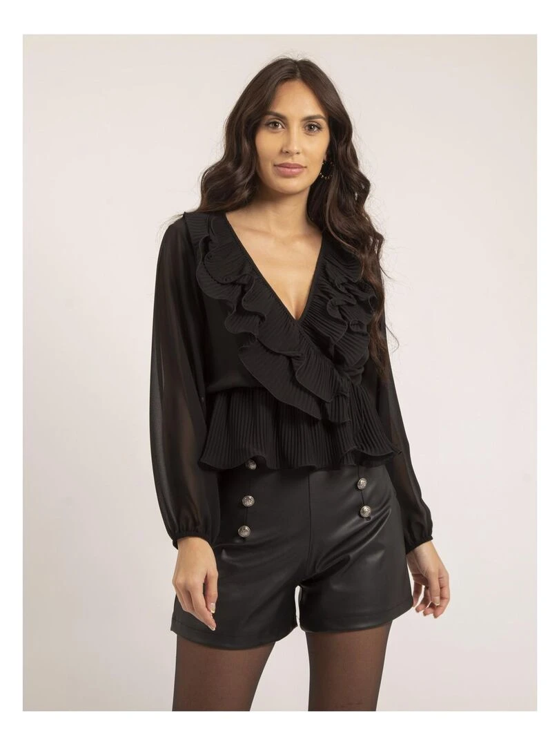 Blouse avec volants OPULA Noir