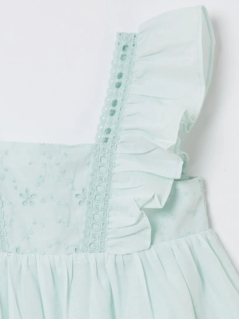 Robe volantée avec broderies   bleu