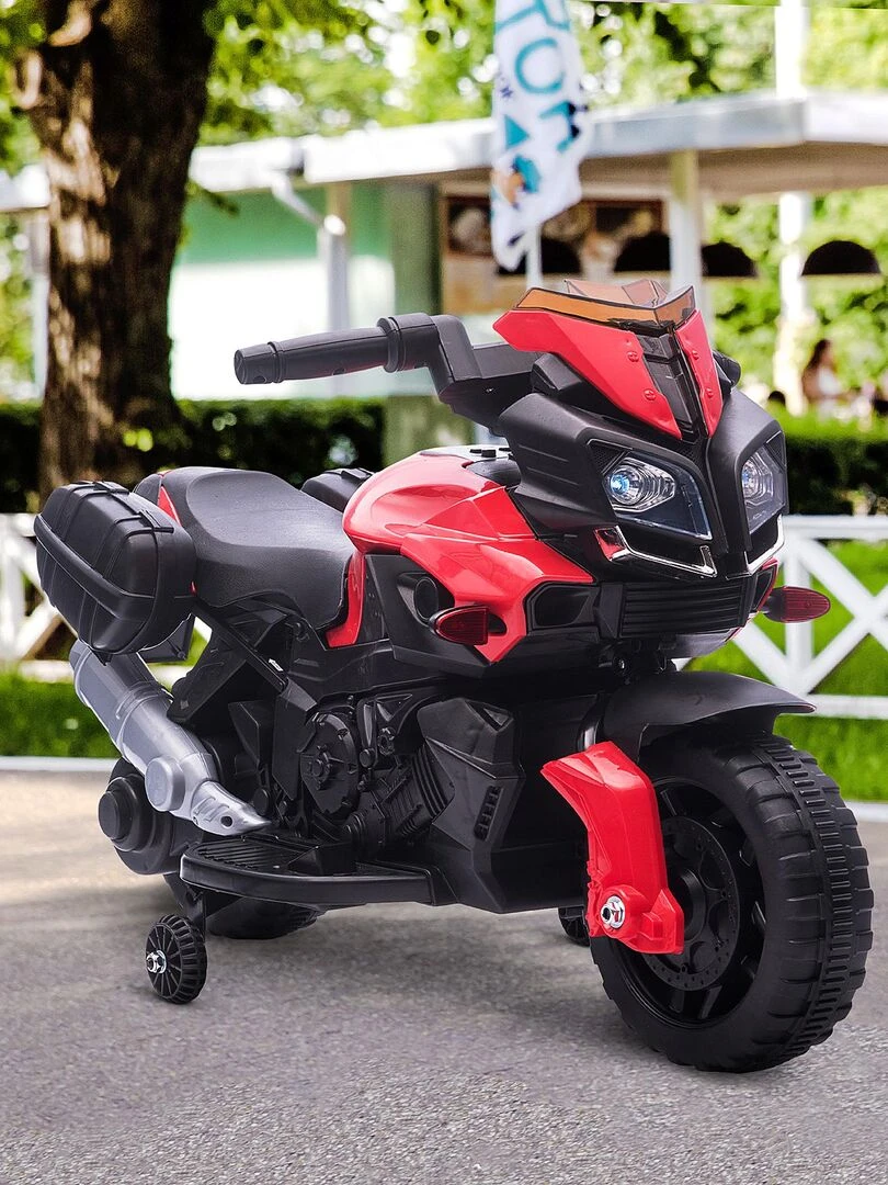 Moto électrique enfant 6 V 3 Km/h max. effet lumineux sonore   Rouge