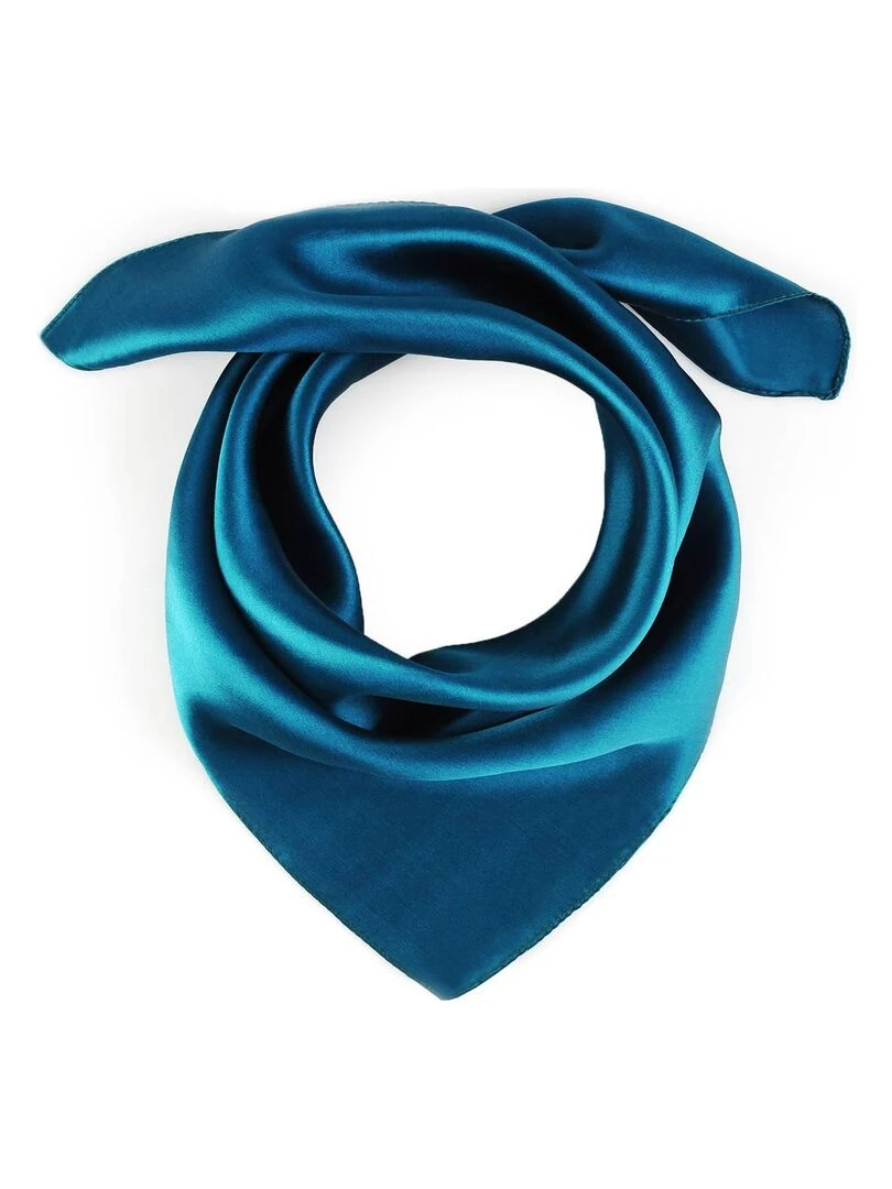 Carré de soie Piccolo uni Bleu pétrole