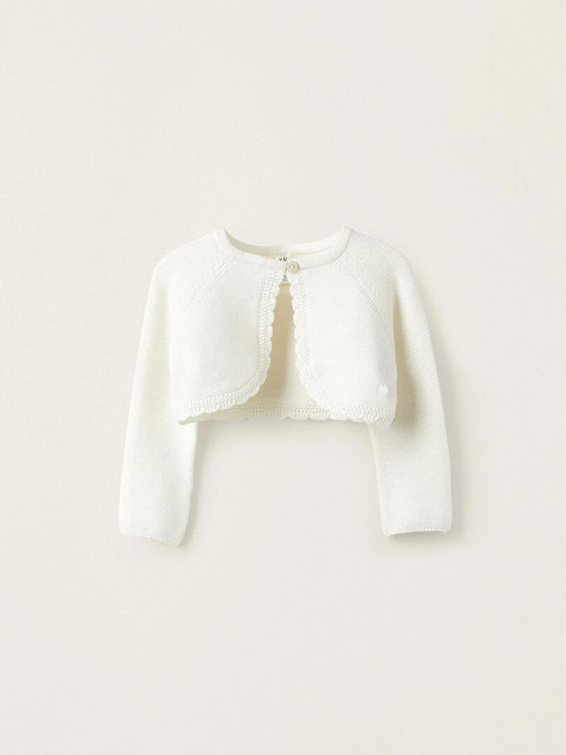 Gilet en Maille Boléro pour Nouveau Né BROTHERS&SISTERS Blanc