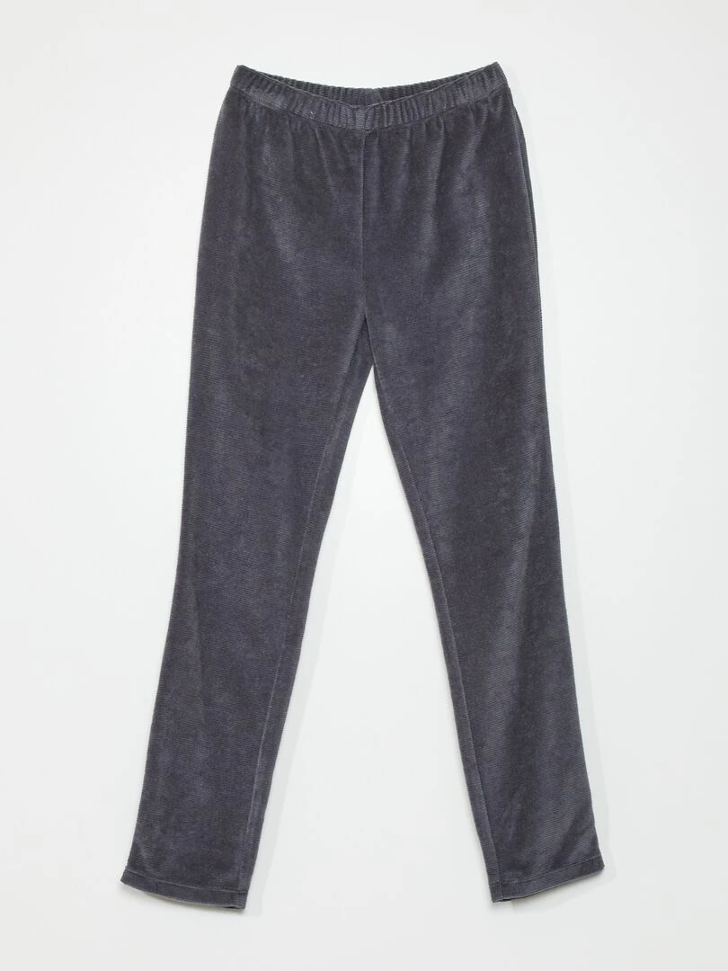 Pyjama long en velours   2 pièces   Blanc