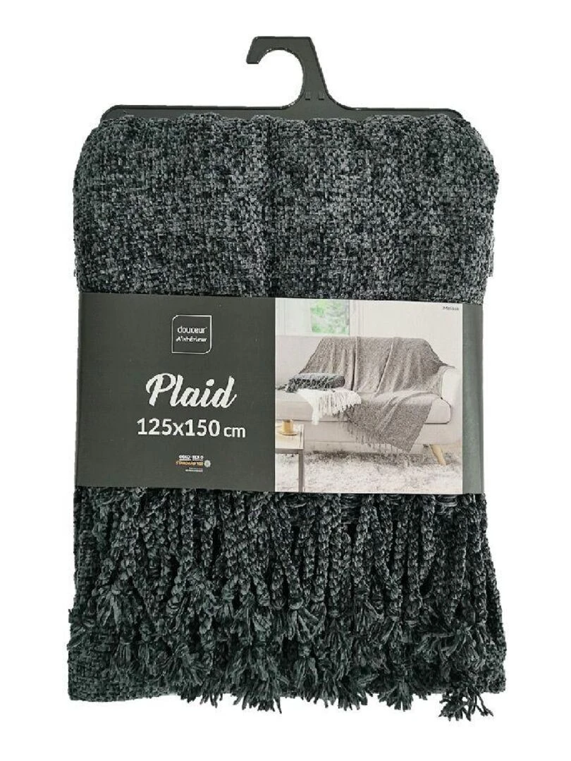 Plaid Chenille uni Melissa gris anthracite