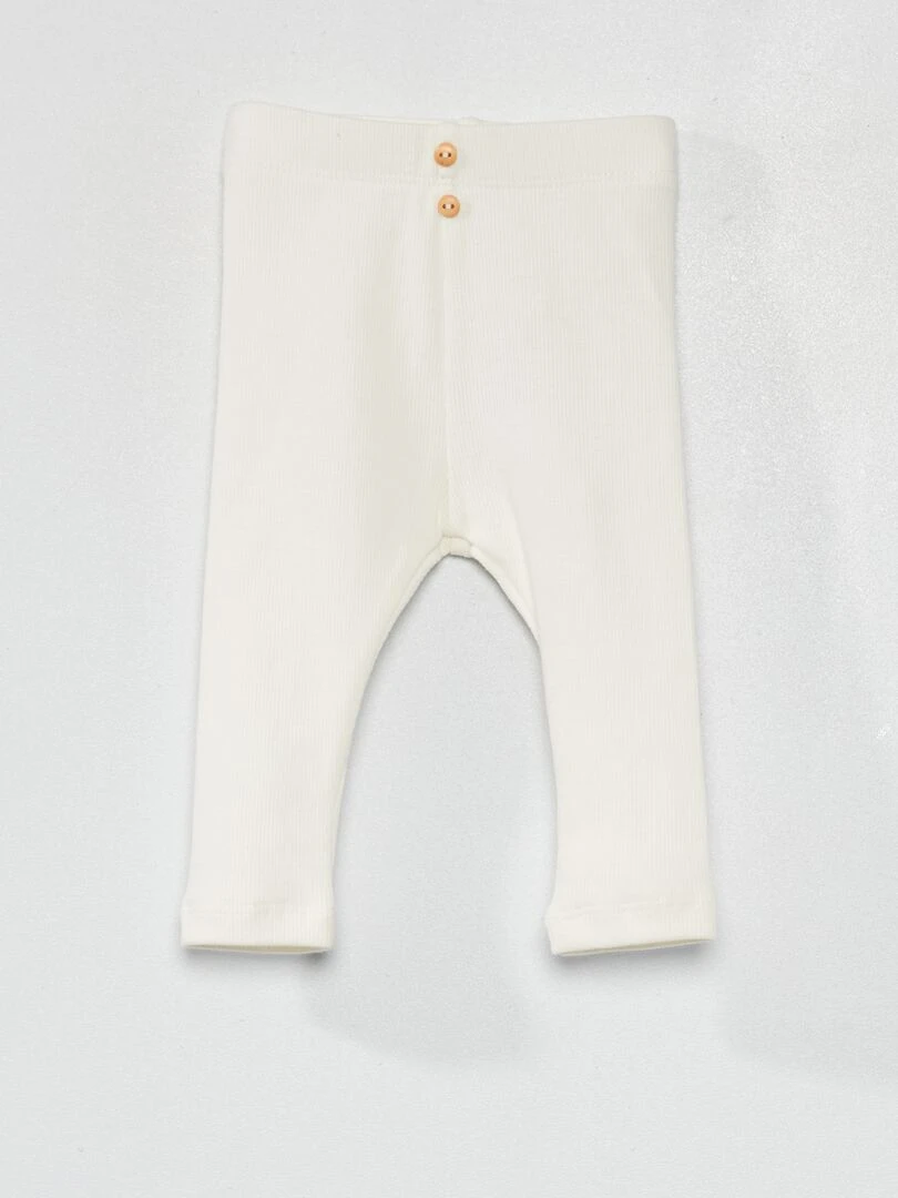 Legging uni en maille côtelée blanc