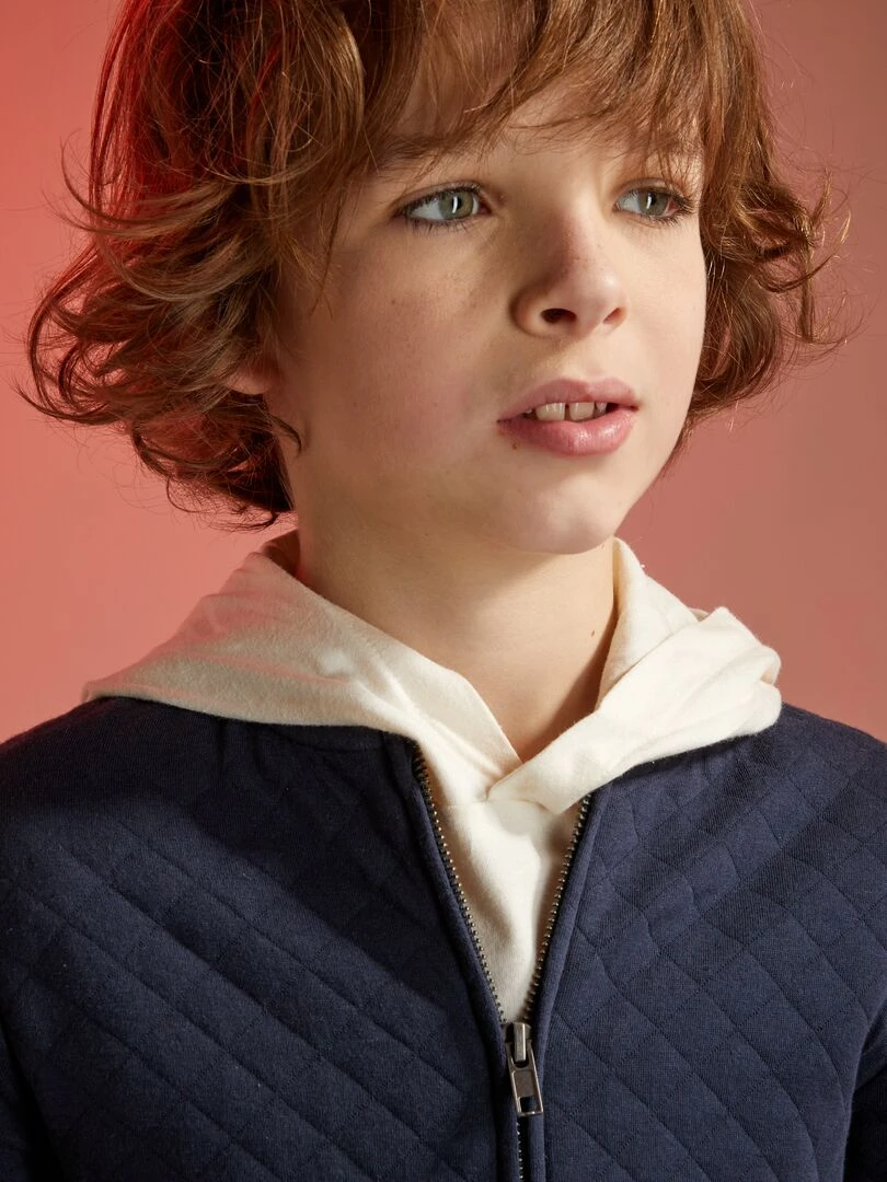 Sweat zippé en molleton   bleu marine