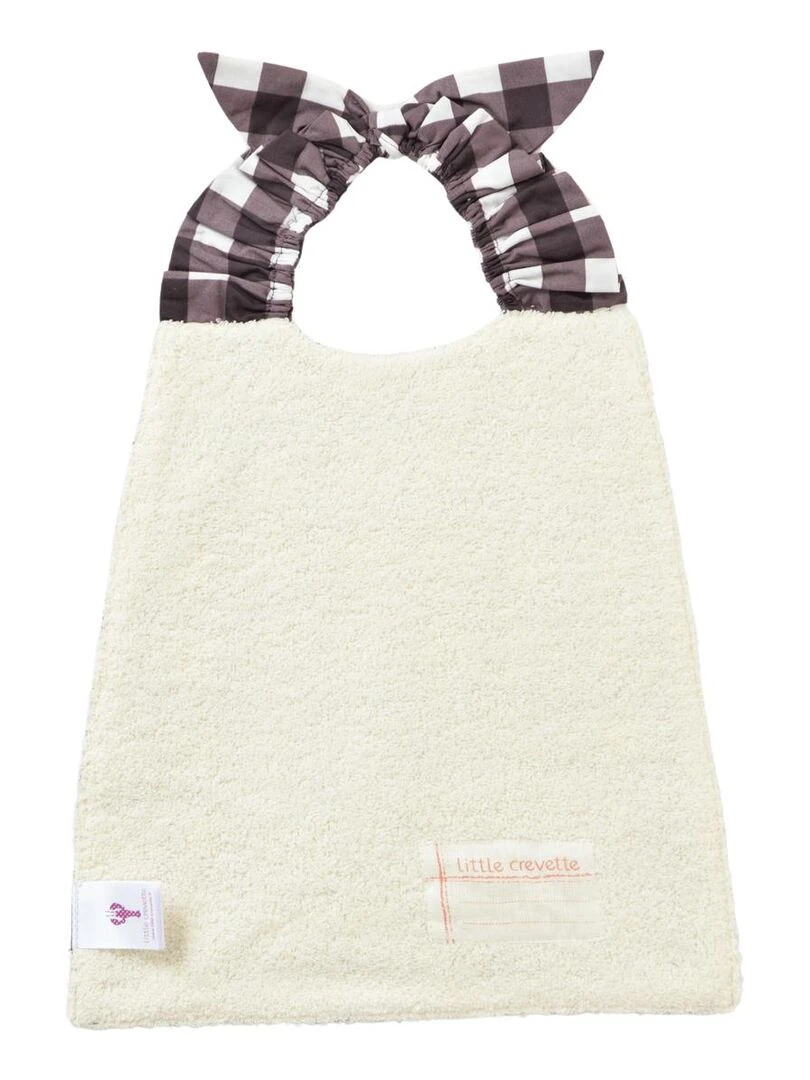 Bavoir élastiqué vichy Petit cœur coulant LITTLE CREVETTE   Marron