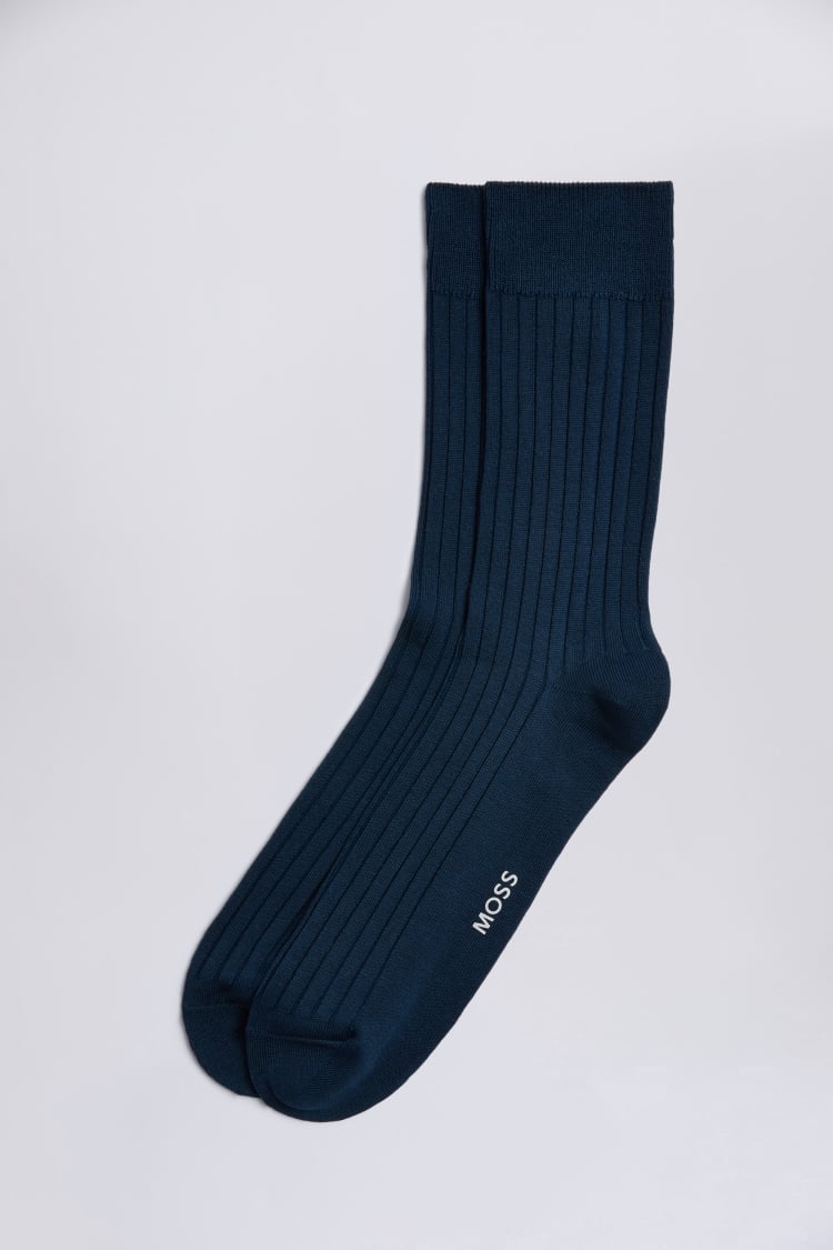 Indigo Fine Ribbed Socks Buy Online at Moss