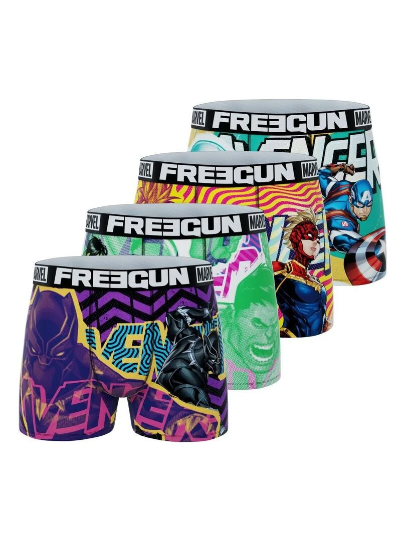 Lot de 4 boxers garçon Marvel Freegun Bleu turquoise